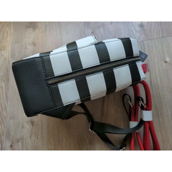 Loungefly Disney 101 Dalmatians Dog Striped Mini Backpack Black White Red - Picture 9 of 11